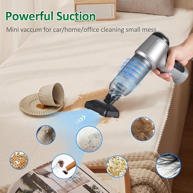 High-Suction Portable Mini Vacuum – USB Rechargeable Cleaner for Car & Home