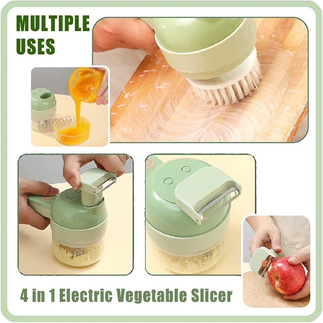 Chop, Slice & Dice Faster – 4-in-1 Portable Electric Vegetable Cutter