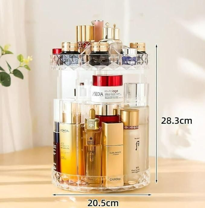 360° Rotating Cosmetic Storage Box – Multi-Function Adjustable Vanity Stand
