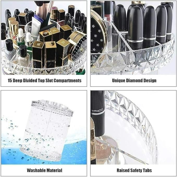 360° Rotating Cosmetic Storage Box – Multi-Function Adjustable Vanity Stand