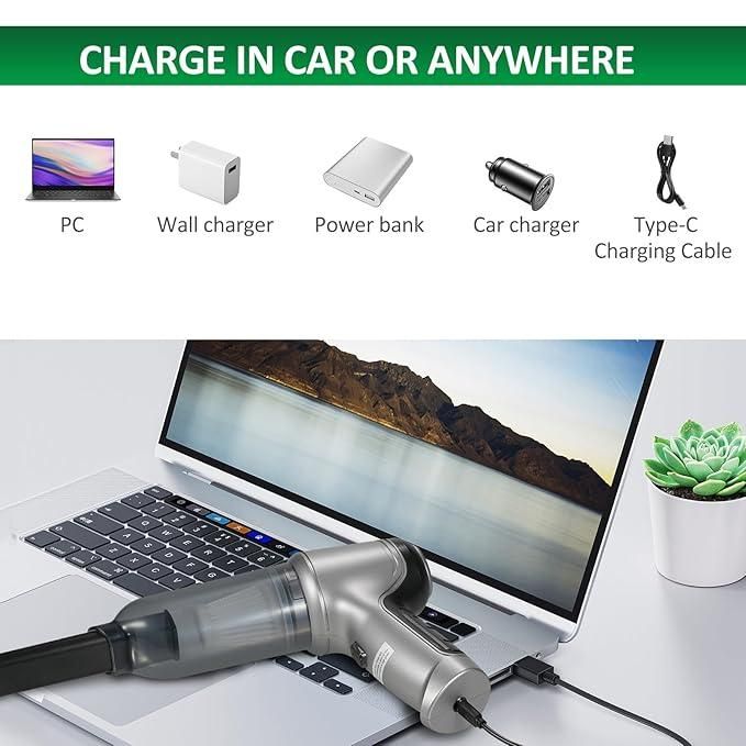High-Suction Portable Mini Vacuum – USB Rechargeable Cleaner for Car & Home