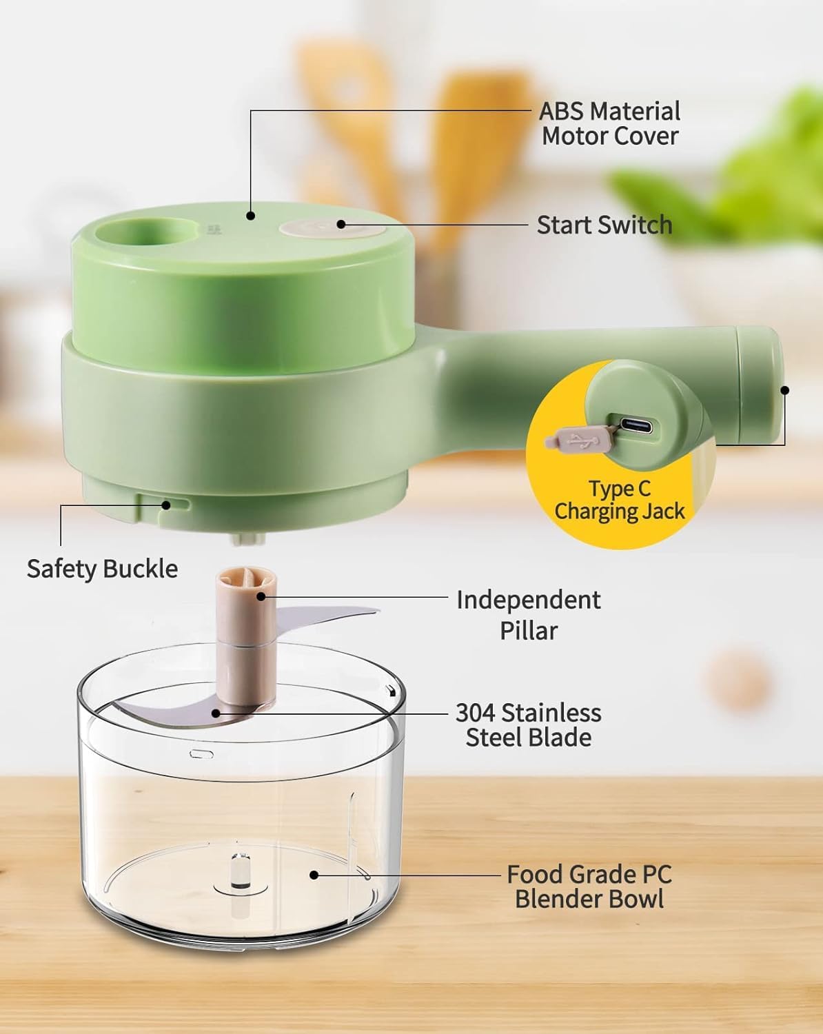 Chop, Slice & Dice Faster – 4-in-1 Portable Electric Vegetable Cutter