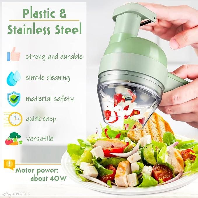 Chop, Slice & Dice Faster – 4-in-1 Portable Electric Vegetable Cutter