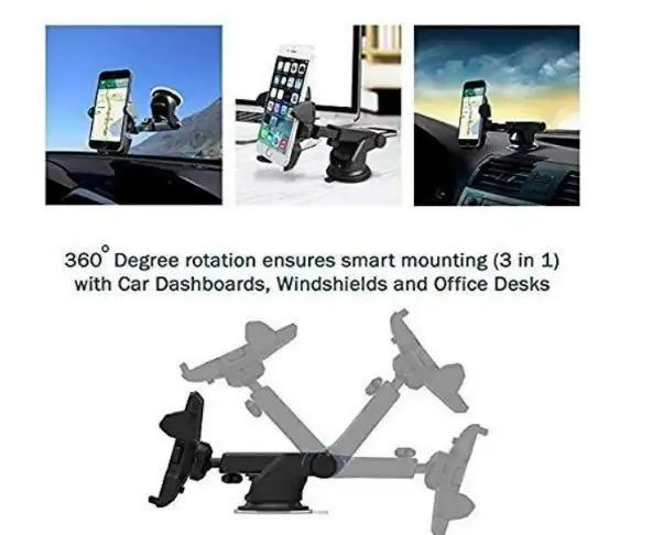 Universal 360° Rotating Car Phone Mount – Secure Dashboard & Windshield Holder