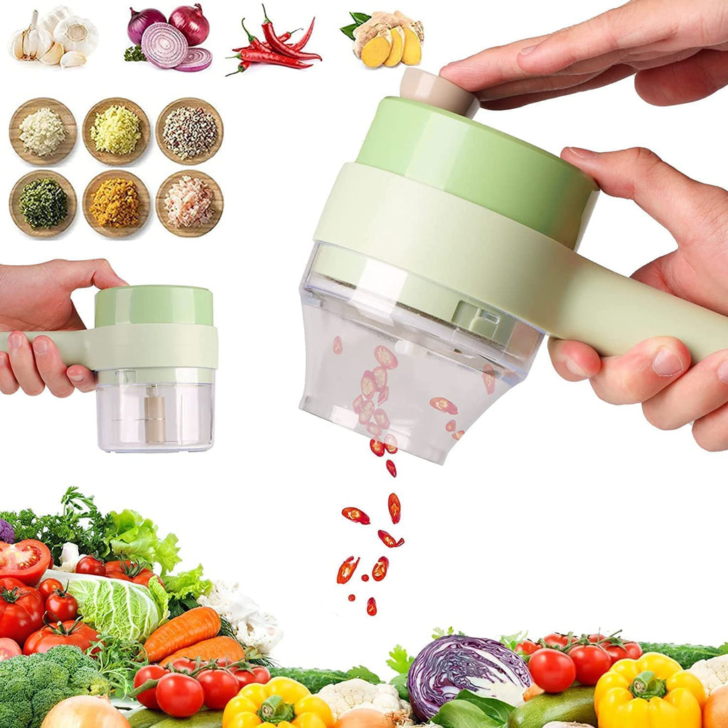 Chop, Slice & Dice Faster – 4-in-1 Portable Electric Vegetable Cutter