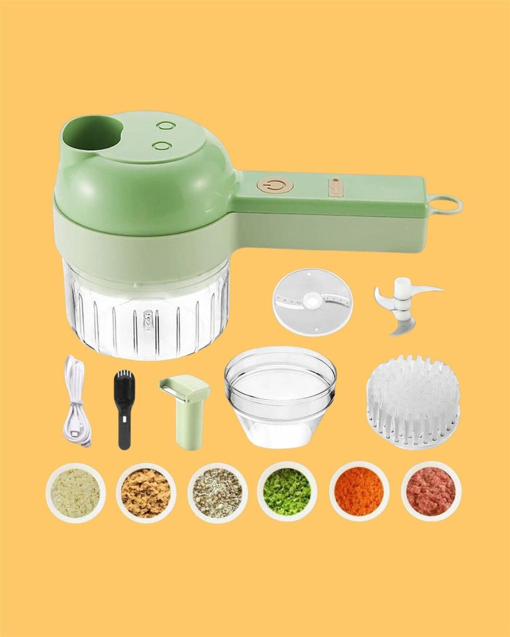 Chop, Slice & Dice Faster – 4-in-1 Portable Electric Vegetable Cutter