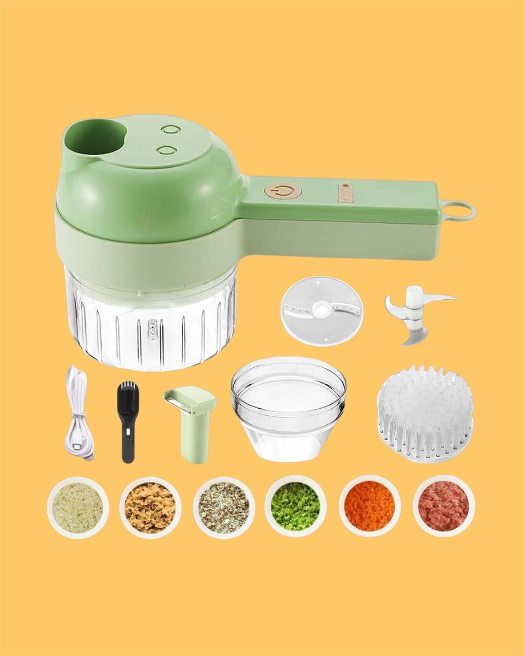Chop, Slice & Dice Faster – 4-in-1 Portable Electric Vegetable Cutter