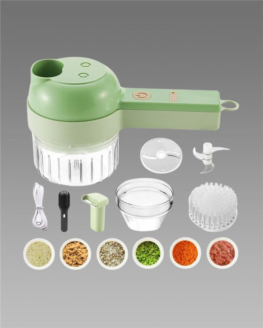 Chop, Slice & Dice Faster – 4-in-1 Portable Electric Vegetable Cutter