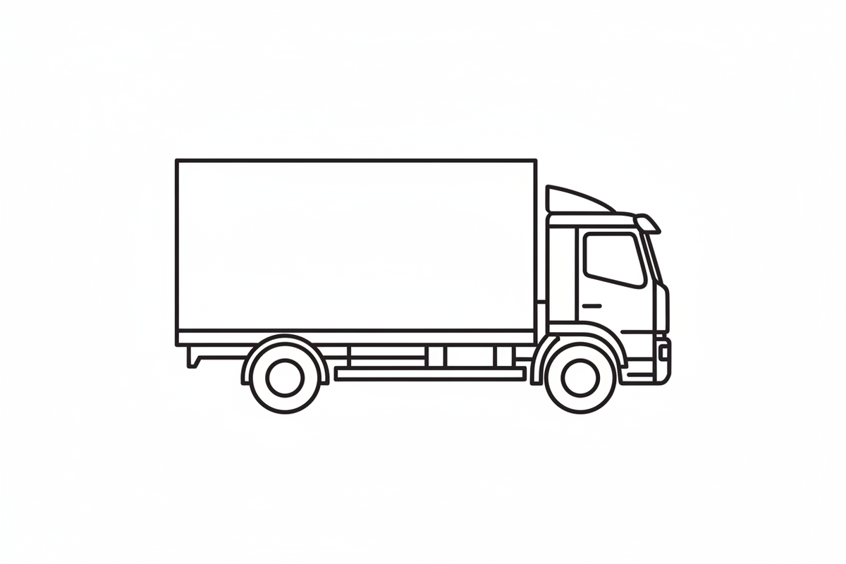 truck made of black lines with white bg